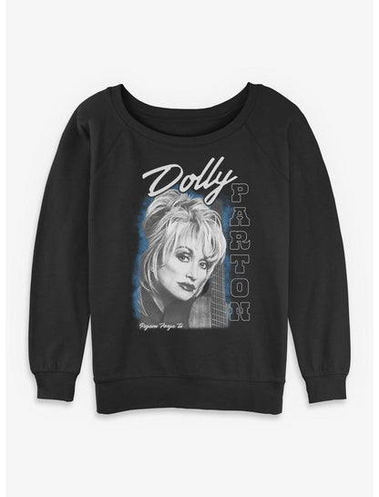 Dolly Parton Guitar Portrait Girls Slouchy Sweatshirt - US 9584