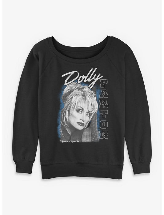 Dolly Parton Guitar Portrait Girls Slouchy Sweatshirt - US 9584