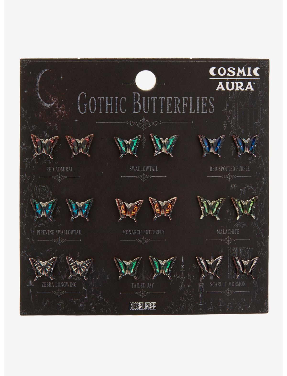 Cosmic Aura Gothic Butterflies Stud Earring Set - US 2538