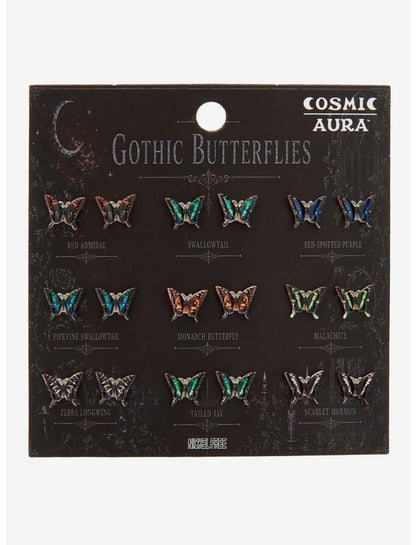 Cosmic Aura Gothic Butterflies Stud Earring Set - US 2538