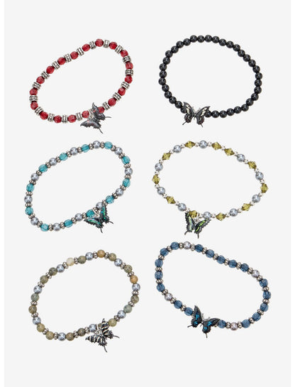 Cosmic Aura Butterfly Goth Bead Bracelet Set - US 1872
