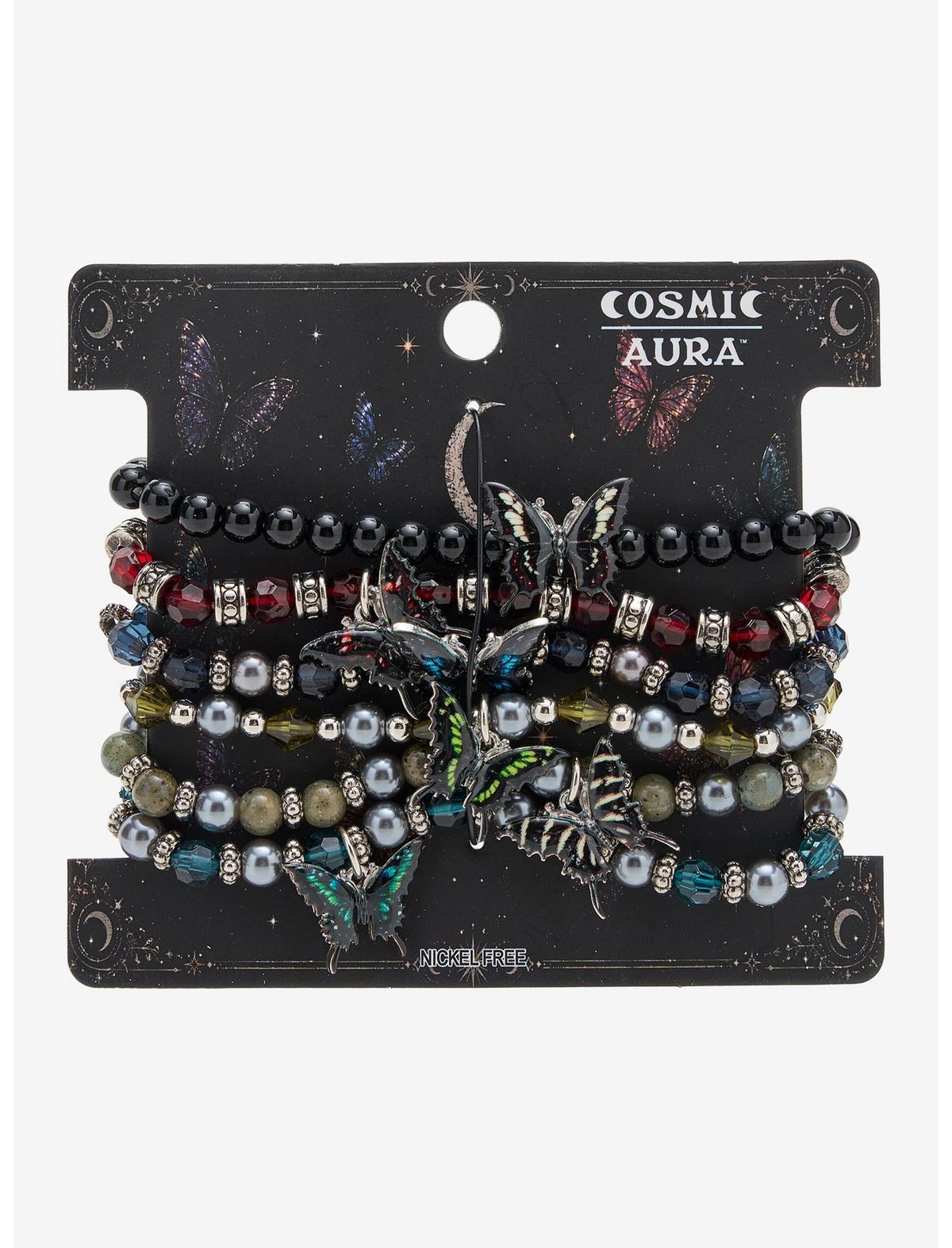 Cosmic Aura Butterfly Goth Bead Bracelet Set - US 1872