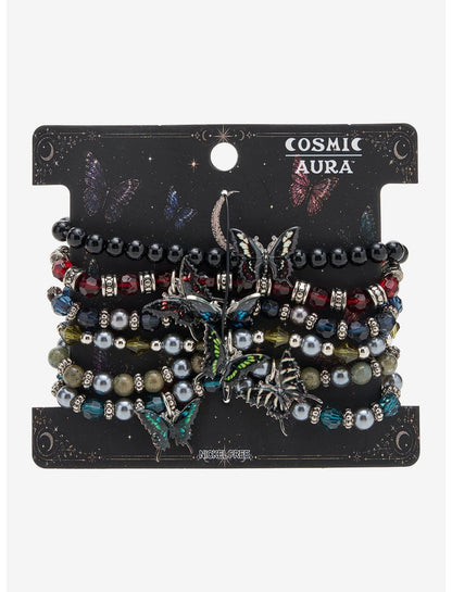 Cosmic Aura Butterfly Goth Bead Bracelet Set - US 1872