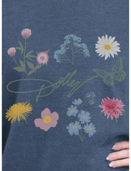 Dolly Parton Floral Signature Girls Oversized Sweatshirt - US 1049