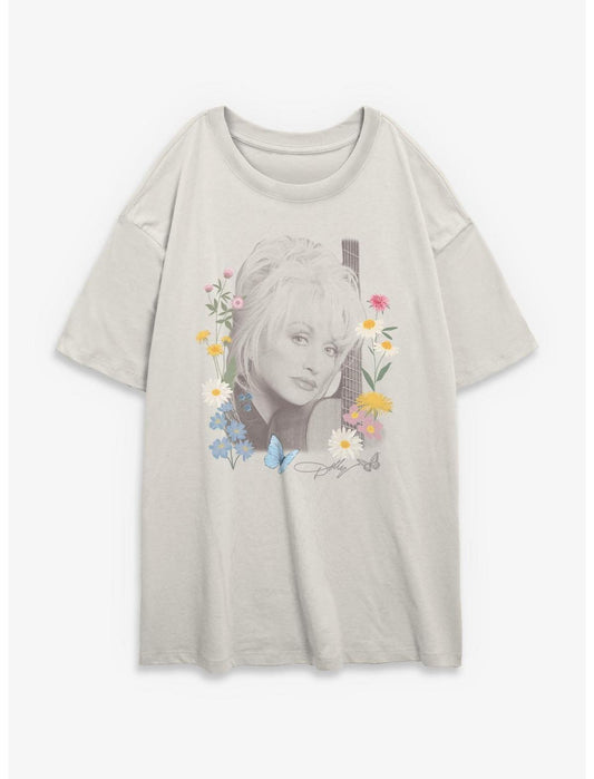 Dolly Parton Wildflowers Portrait Girls Oversized T-Shirt - US 3862