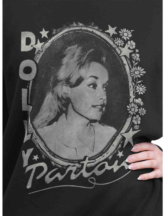 Dolly Parton Stars And Flowers Girls Oversized Sweatshirt - US 6093