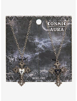 Cosmic Aura Ornate Cross Heart Best Friend Necklace Set - US 8554