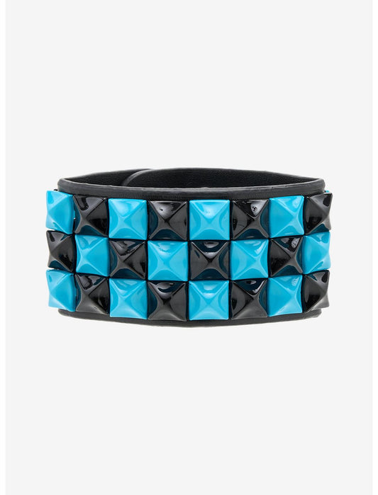 Black & Blue Pyramid Cuff Bracelet - US 5939