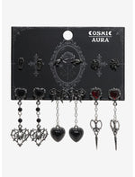Cosmic Aura Ornate Scissors Heart Earring Set - US 2885