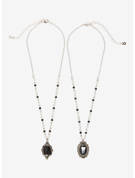 Cosmic Aura Tooth Raven Best Friend Necklace Set - US 6585