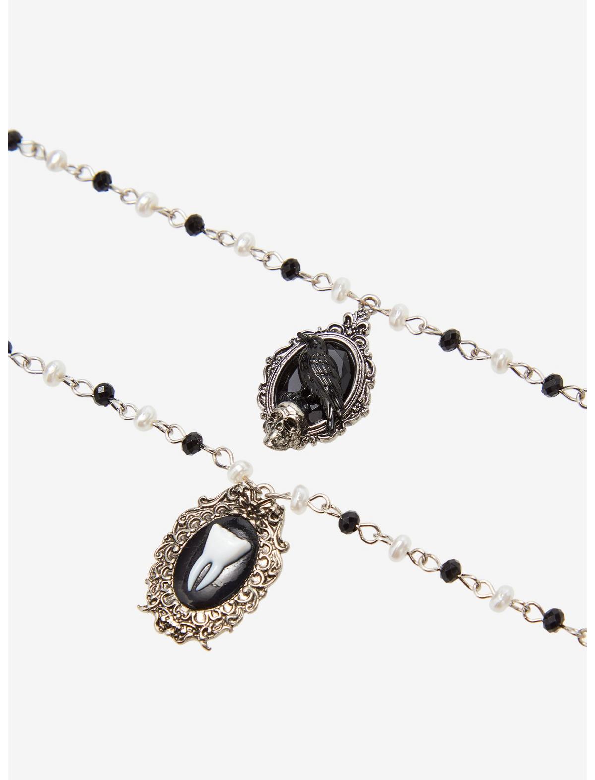 Cosmic Aura Tooth Raven Best Friend Necklace Set - US 6585