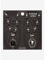 Cosmic Aura Tooth Raven Best Friend Necklace Set - US 6585