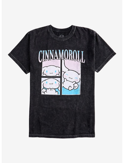 Cinnamoroll Grid Print Dark Wash T-Shirt - US 4378