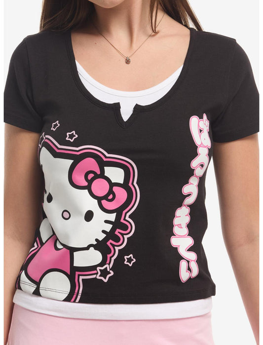 Hello Kitty Notched Layered Girls Top - US 3329