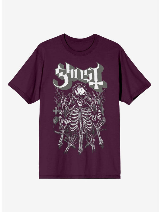 Ghost Skeleton Grave Pigment-Dye T-Shirt - US 5206