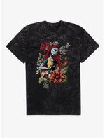 Disney The Nightmare Before Christmas Floral Sally And Cat Mineral Wash T-Shirt - US 6572