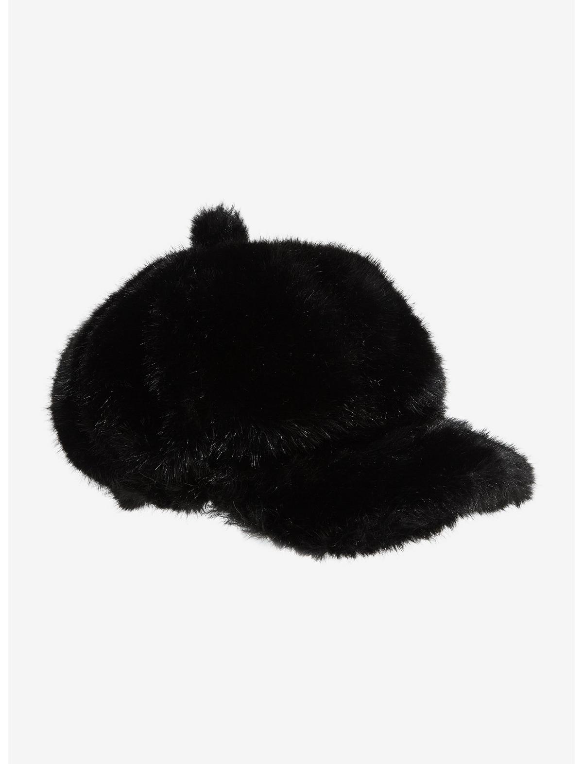 Black Fuzzy Cabbie Hat - US 4018