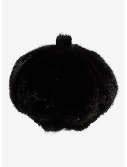 Black Fuzzy Cabbie Hat - US 4018