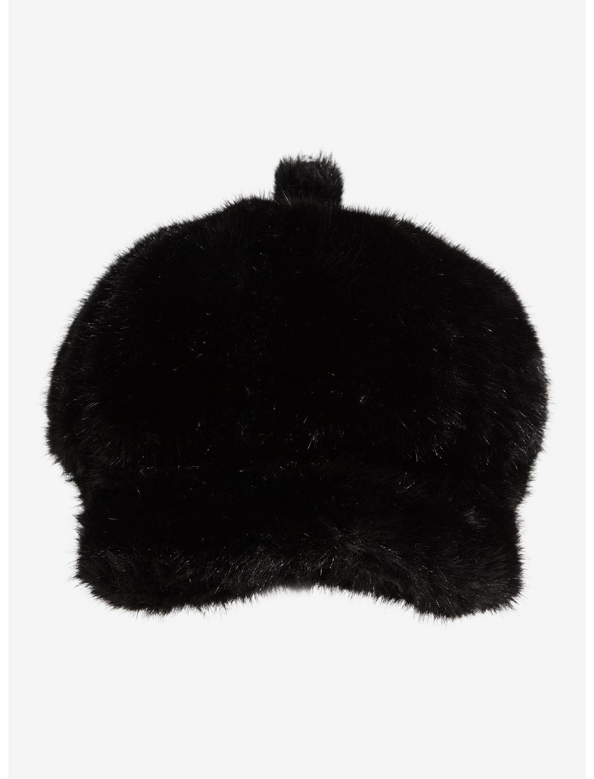 Black Fuzzy Cabbie Hat - US 4018