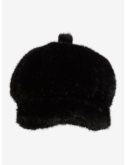 Black Fuzzy Cabbie Hat - US 4018