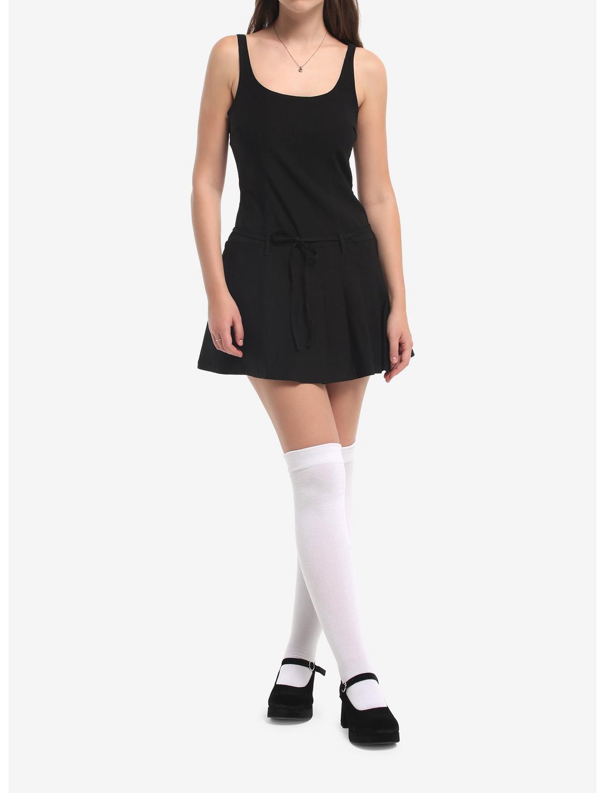 Black Waist Tie Skort Dress - US 5311