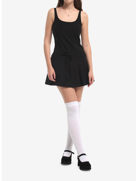 Black Waist Tie Skort Dress - US 5311