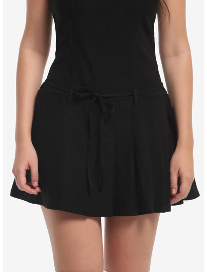 Black Waist Tie Skort Dress - US 5311