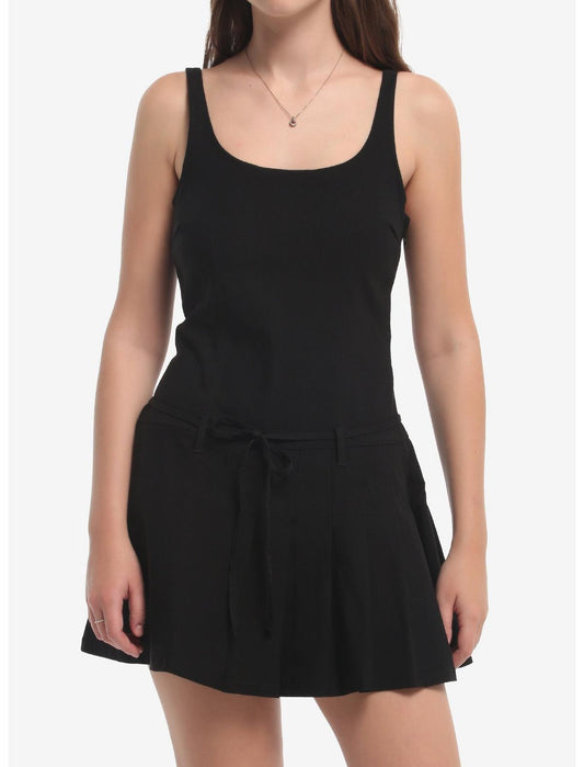 Black Waist Tie Skort Dress - US 5311