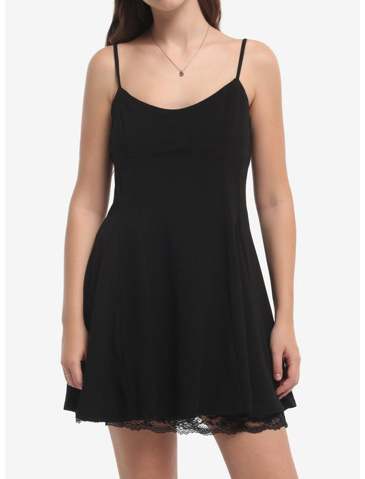 Black Lace Trim Cami Dress - US 9271