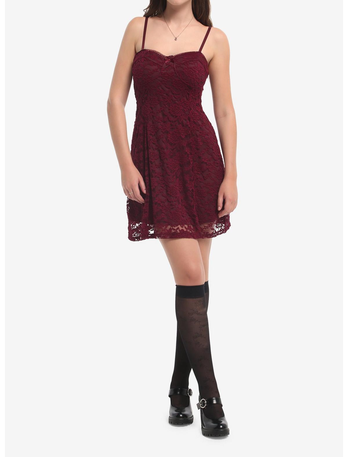 Burgundy Lace Cami Dress - US 5246