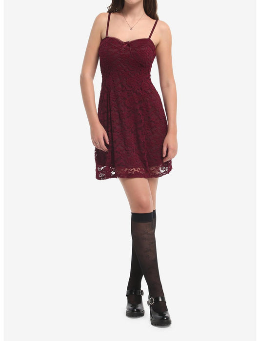 Burgundy Lace Cami Dress - US 5246