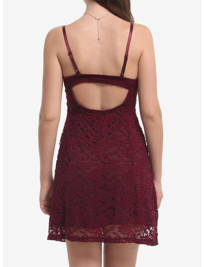 Burgundy Lace Cami Dress - US 5246