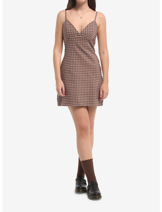 Brown Plaid Cami Dress - US 3262