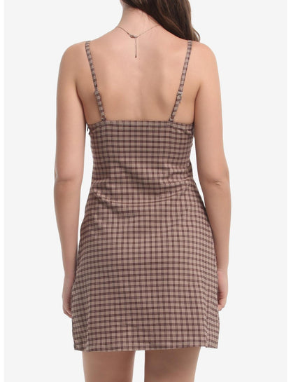 Brown Plaid Cami Dress - US 3262
