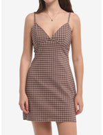 Brown Plaid Cami Dress - US 3262