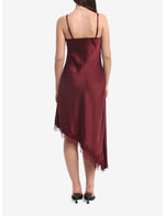 Burgundy Asymmetrical Midaxi Slip Dress - US 1663
