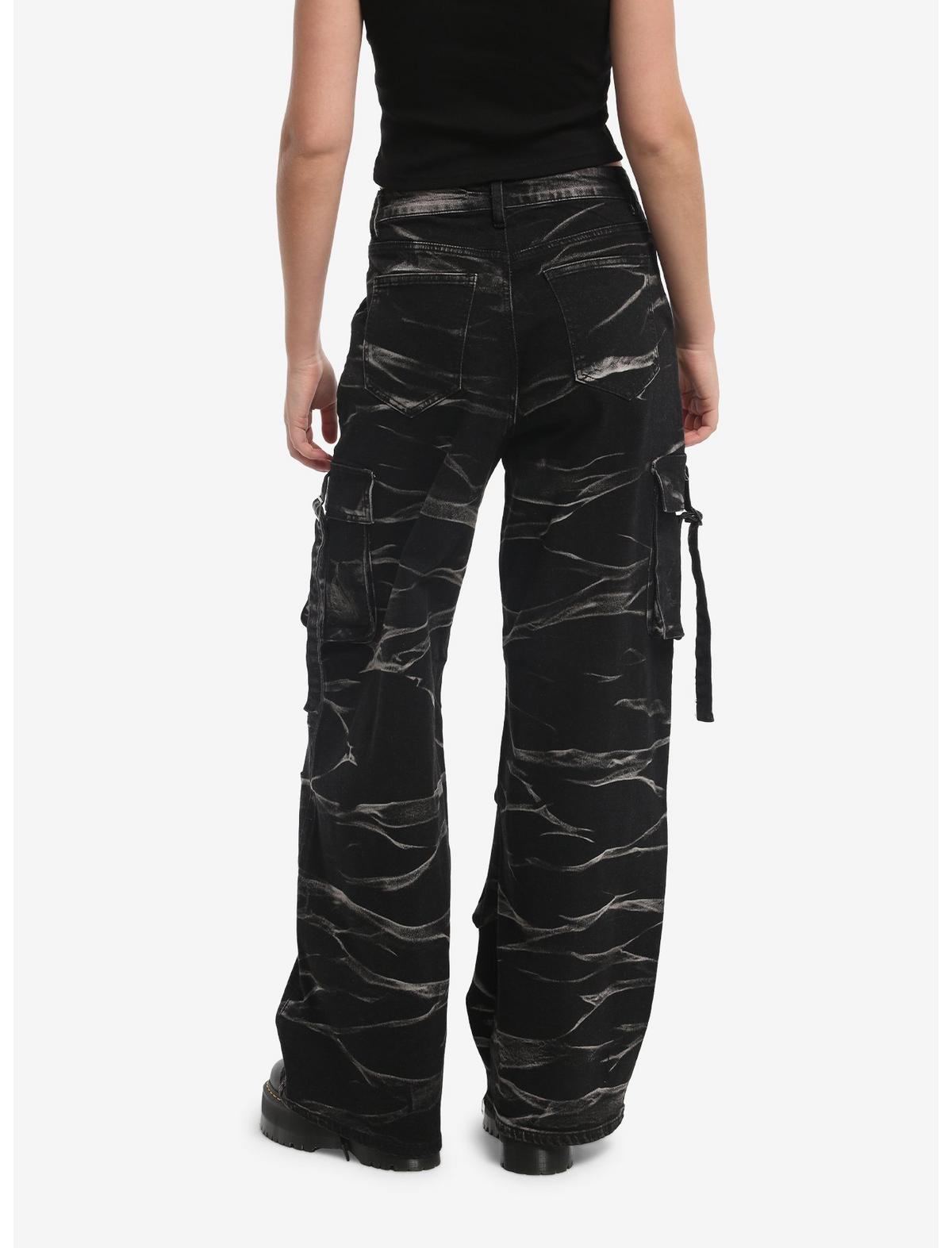 Black & White Wash Cargo Wide Leg Jeans - US 4965