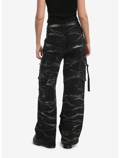 Black & White Wash Cargo Wide Leg Jeans - US 4965