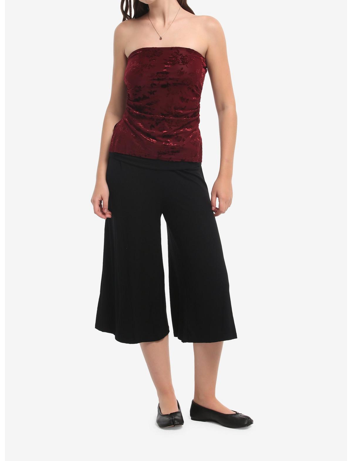 Burgundy Rose Velvet Burnout Girls Tube Top - US 4570